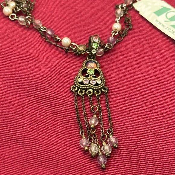 1928 Brand “Confetti” Necklace w/ Faux Pearls & Crystal Accents.  Original Tag - Picture 11 of 11